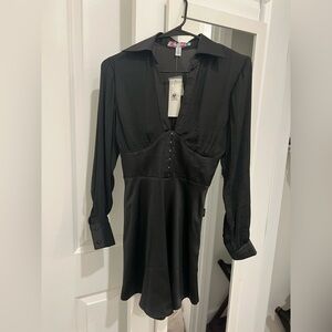 Urban Outfitters Black Corset Long Sleeve Dress